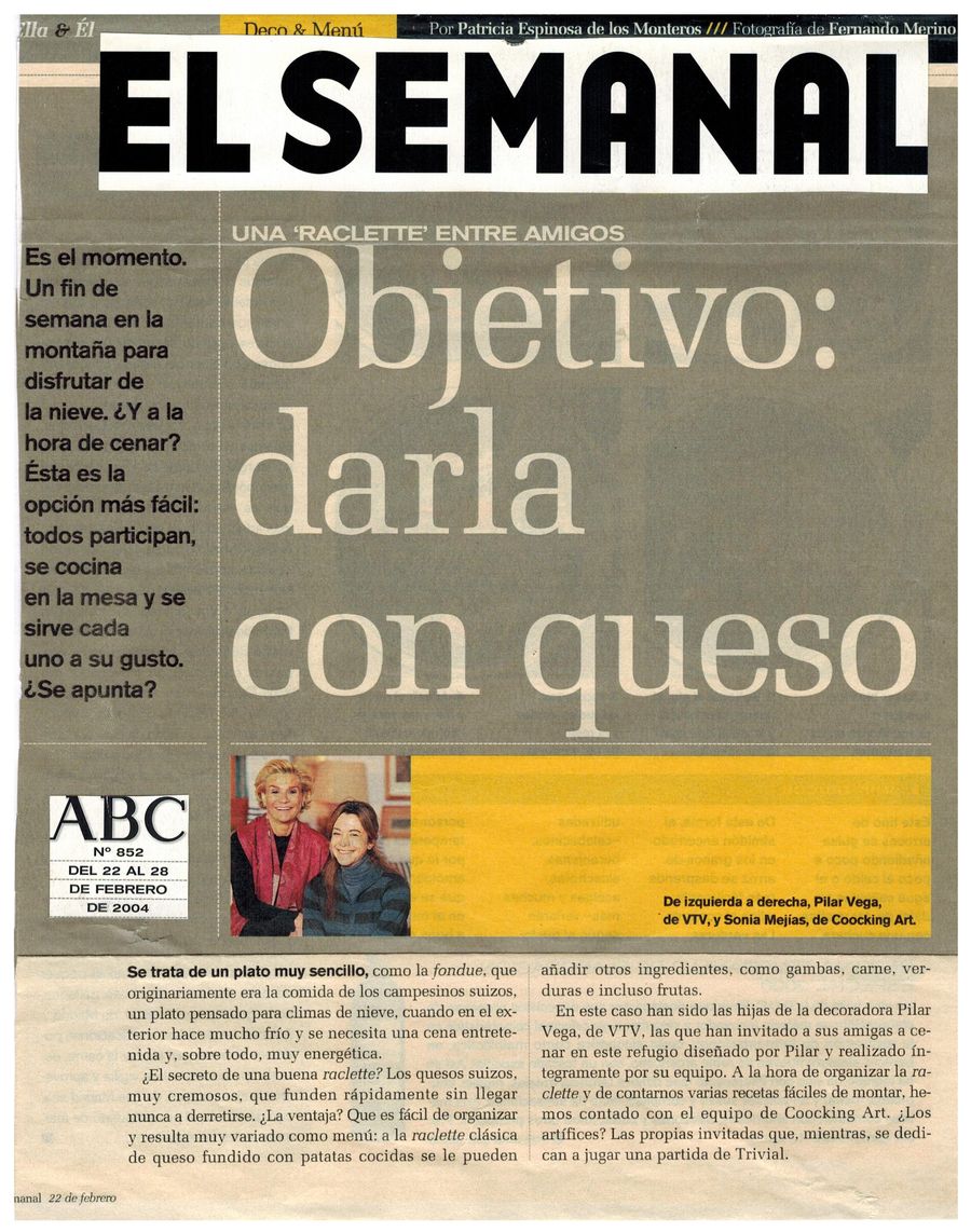Revista El Semanal. Apariciones en prensa de COOKINGART Catering.